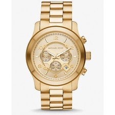 Relógio Michael Kors cronógrafo tamanho grande tom dourado 45 mm pulseira de aço inoxidável comprar usado  Enviando para Brazil