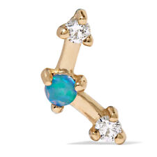 Brinco minimalista de ouro 18k mini três passos opala e diamante comprar usado  Enviando para Brazil