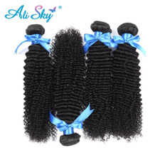 Usado, Afro Kinky Brasileiro Encaracolado Tecelagem Humana Pacotes Extensões de Cabelo Remy 1/3/4 Peças comprar usado  Enviando para Brazil