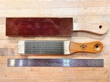 Limpiador de limas y raspaduras Nicholson, 10" con pulidora desbarbadora de tiras de cuero de arce segunda mano  Embacar hacia Mexico