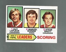 1977-78. OPC.  Líderes de pontuação da NHL.   Lafleur, Dionne, Shutt.  #3.  EXMT-NM comprar usado 1977-78. OPC.  Líderes de pontuação da NHL.   Lafleur, Dionne, Shutt.  #3.  EXMT-NM comprar usado  Enviando para Brazil