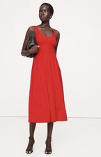 Vestido midi Banana Republic crepe gola redonda vermelho tamanho 6 novo sem etiquetas R$200 comprar usado  Enviando para Brazil