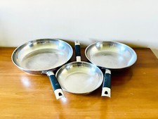 Lote de 3 frigideiras Tramontina aço inoxidável 18/10 com alças isoladas 8-10-12" comprar usado  Enviando para Brazil