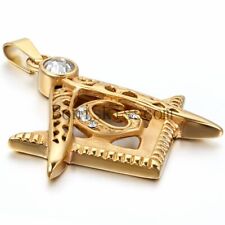 Colar pingente maçônico masculino folheado a ouro aço inoxidável strass comprar usado  Enviando para Brazil