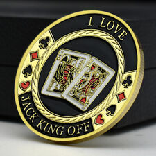 Texas Hold'em Poker Card-Guard Lucky Coin I Love Jack King Off Medalha de Ficha de Ouro comprar usado  Enviando para Brazil