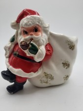 Cachimbo de fumar vintage MCM Natal plantador de flores Papai Noel com saco de brinquedo comprar usado  Enviando para Brazil