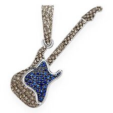 Impressionante pingente de guitarra vintage prata cravejado diamante safira corte rosa 2,23 ctw comprar usado  Enviando para Brazil