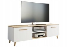 Szafka RTV Bergen 120 cm dąb artisan - biała, Stolik pod TV, używany na sprzedaż  PL