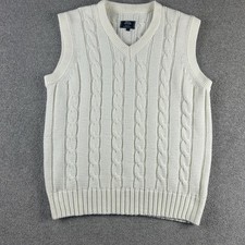 Colete suéter masculino Slazenger malha cabo tamanho M branco creme acrílico retrô preppy comprar usado  Enviando para Brazil