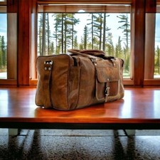 Bolsa de couro bagagem academia fim de semana pernoite viagem genuína vintage Duffel masculina comprar usado  Enviando para Brazil