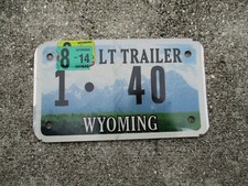 Placa de licença Wyoming 2014 LT Trailer # 1 - 40, usado comprar usado  Enviando para Brazil