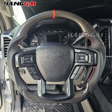 Volante esportivo de fibra de carbono real ajuste 2015+ Ford F150 Raptor sem aquecimento comprar usado  Enviando para Brazil