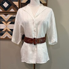 Blusa Vintage Ralph Lauren Bordada Linho Manga Curta Botão para Cima Tamanho 12 comprar usado Blusa Vintage Ralph Lauren Bordada Linho Manga Curta Botão para Cima Tamanho 12 comprar usado  Enviando para Brazil