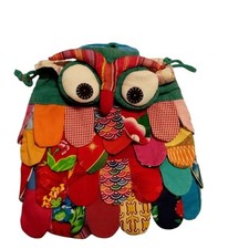 Mochila artesanal tecido coruja mochila brilhante bolsa de cordão com alças, usado comprar usado  Enviando para Brazil
