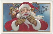 1920 Natal Papai Noel e brinquedos, skate no gelo, raquete de tênis, urso - cartão postal antigo, usado comprar usado  Enviando para Brazil
