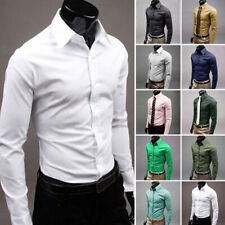 Camisa social masculina slim fit botão manga longa casual negócios formal comprar usado  Enviando para Brazil
