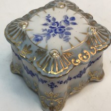 Anel de porcelana Teixeira São Caetano caixa de bugigangas pintada à mão rosa azul J Paiva comprar usado  Enviando para Brazil