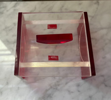Usado, Cigarro/caixa de bugigangas vintage MCM acrílico vermelho e transparente Lucite comprar usado  Enviando para Brazil