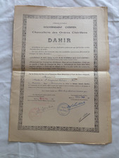 Diplome ordre ouissam d'occasion  Chalon-sur-Saône