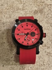 Relógio analógico Red Line masculino 316L pulseira de borracha vermelha/preta redonda 45mm quartzo *FUNCIONANDO  comprar usado  Enviando para Brazil