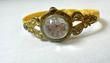 Pulseira infantil celulóide antiga relógio falso bolha de vidro 6 polegadas, usado comprar usado  Enviando para Brazil