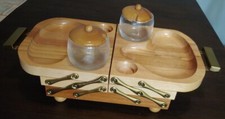 VINTAGE KAROFF Madeira Meio Século Moderno 3 Camadas Bandeja Expansível Buffet de Piquenique comprar usado  Enviando para Brazil