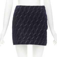 Mini saia jeans FENDI FF Zucca monograma veludo flocado P comprar usado  Enviando para Brazil