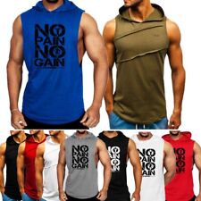 Camiseta masculina com capuz sem mangas treino regata academia musculação camiseta comprar usado  Enviando para Brazil