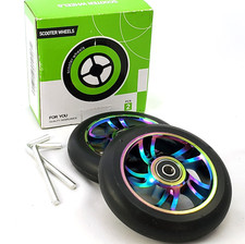 2 rodas de scooter Pro 110 mm arco-íris metálico ABEC-9 rolamentos novos; caixa danificada comprar usado  Enviando para Brazil