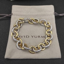 Pulseira David Yurman prata esterlina e ouro 18k 18 mm cabo oval link 7,5, usado comprar usado  Enviando para Brazil