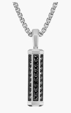 Pingente hexagonal masculino David Yurman em prata esterlina com diamantes pretos sem corrente comprar usado  Enviando para Brazil