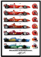 Cartaz Michael Schumacher Campeão Mundial assinado impressão A4 presente para fãs de Fórmula 1 comprar usado  Enviando para Brazil