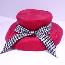 Chapéu de Sol Andrew Wilkie LONDRES Feminino Vermelho Staw Preto Branco Houndstooth Bow comprar usado  Enviando para Brazil