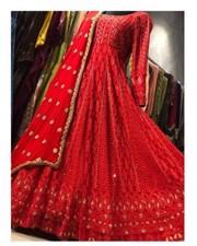 Vestido vermelho tecido Georgette aparência exclusiva parte inferior com dupatta para uso em festa, usado comprar usado  Enviando para Brazil