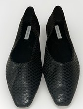 Sapatilhas de balé SAKS FIVE AVENUE couro preto em relevo de cobra tamanho 10 M novas com etiquetas comprar usado  Enviando para Brazil