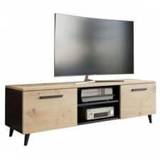 Szafka RTV Bergen 120 cm dąb artisan - czarna, Stolik pod TV na sprzedaż  PL