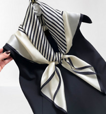 Lenço xale feminino 100% seda 34 quadrado listrado preto branco WS300 comprar usado  Enviando para Brazil