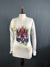 Blusa Christian Audigier feminina de algodão tamanho M branca Y2K comprar usado  Enviando para Brazil