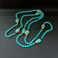 Collar turquesa azul turquesa enchapado en oro amarillo turquesa de 52 segunda mano  Embacar hacia Mexico