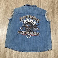 Colete Sturgis XL 90s 00s Y2k motociclista helicóptero sem mangas jeans casaco comprar usado  Enviando para Brazil