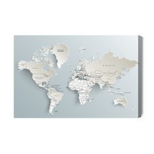 Obraz na płótnie Mapa Świata Minimalistyczna Elegancka  Premium Canvas, używany na sprzedaż  PL