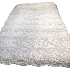 Colcha de crochê vintage dupla anel de casamento costurada à mão 60”x76” comprar usado  Enviando para Brazil