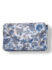 Bolsa tiracolo Boho azul e branca estampa floral marrom escuro aba de couro sintético comprar usado  Enviando para Brazil