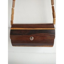 Bolsa de ombro vintage 1960 barril de madeira SM 8"x5" marrom comprar usado  Enviando para Brazil