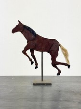 Vintage Arte Folclórica Articulada Cavalo de Madeira Construído em Metal Suporte de Exibição comprar usado  Enviando para Brazil