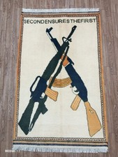 Tapete de guerra afegão antigo feito à mão lã 4,1x2,9 pés AK47 design de rifle tapete tribal comprar usado  Enviando para Brazil