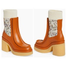 Meia plataforma Chelsea amêndoa ocre luminosa Chloé Jamie nova tamanho 41  comprar usado  Enviando para Brazil