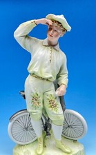 1885 GEBRUDER HEUBACH GRANDE ESTATUETA BISQUE CICLISTA ANTIGO SUPER DETALHE comprar usado  Enviando para Brazil