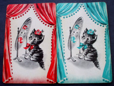 Lindo par de 2 cartas de juego intercambiables genuinas únicas gatos tigre gatito espejo segunda mano  Embacar hacia Mexico