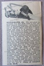 1942 Dupligraph Jr Ad * Brinquedo duplicador de estêncil rotativo construção em madeira xerox comprar usado  Enviando para Brazil